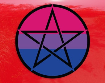 Upright Pentagram Bisexual Pride Flag LGBTQ Flag - Vibrant Color Vinyl Decal Sticker