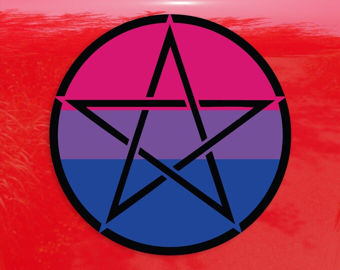 Upright Pentagram Bisexual Pride Flag LGBTQ Flag - Vibrant Color Vinyl Decal Sticker