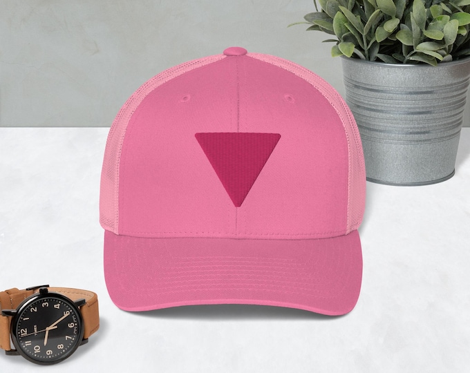 Pink Triangle - Gay and Lesbian LGBTQ Support Pride Symbol - Trucker Cap