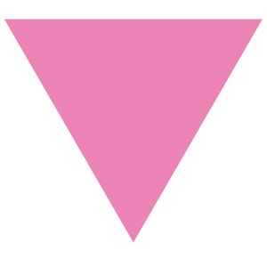 May include: A pink triangle shape.