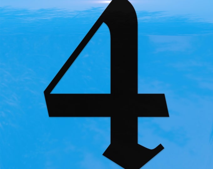 Old English Number 4 Sticker - Vinyl Decal for Indoor & Outdoor Use on Cars, ATV, Boats, Windows and More
