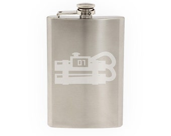 Countdown Timer- Etched 8 Oz Stainless Steel Flask