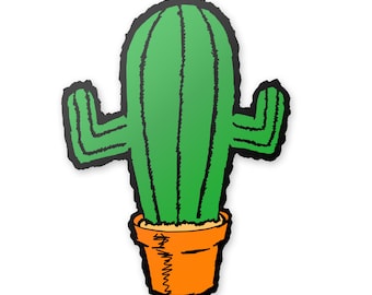 Triumphant Cactus in Clay Pot - Vibrant Color Vinyl Decal