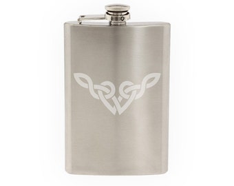 Celtic Pattern #3 - Knot Corner Piece Irish Heritage - Etched 8 Oz Stainless Steel Flask