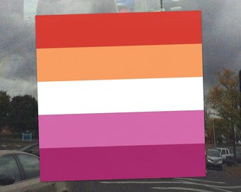 Square Lesbian Flag Sticker - LGBT Rights Support Pride Vinyl Decal Symbol - Vibrant Color Vinyl Decal Sticker