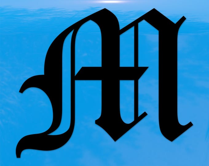 Old English Letter M Sticker - Vinyl Decal for Indoor & Outdoor Use on Cars, ATV, Boats, Windows and More