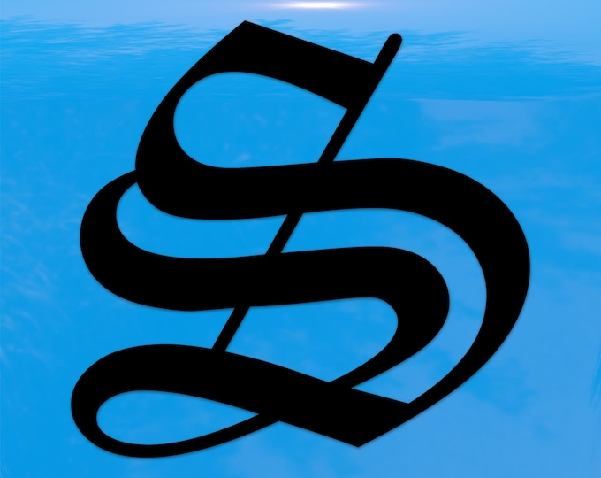 Old English Letter S Sticker - Vinyl Decal for Indoor & Outdoor Use on Cars, ATV, Boats, Windows and More