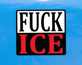 FUCK ICE Protest Decal Bold Square – Vibrant Color Vinyl Sticker for Cars, Laptops, and Windows