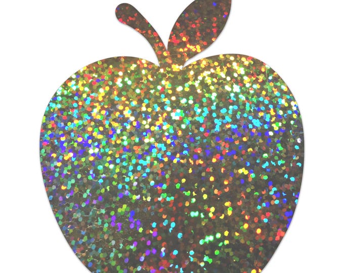 Silver Sparkle Glitter Apple Shaped Decal – Vinyl Sticker Compatible with MacBook Neo - Compatible with All Models