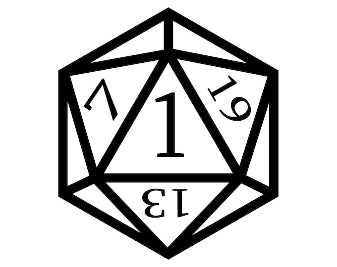D20 Dice Art Critical Failure Rolled a 1 Crit Tabletop RPG Die - Vinyl Decal Sticker for Walls