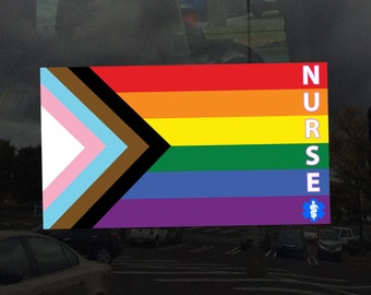 Nurse Progress Pride Flag LGBTQ POC Transgender Flag Medical Personnel - Vibrant Color Vinyl Decal