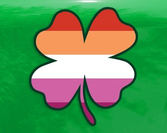Four Leaf Clover New Lesbian Flag LGBTQ - Vibrant Color Vinyl Decal Sticker