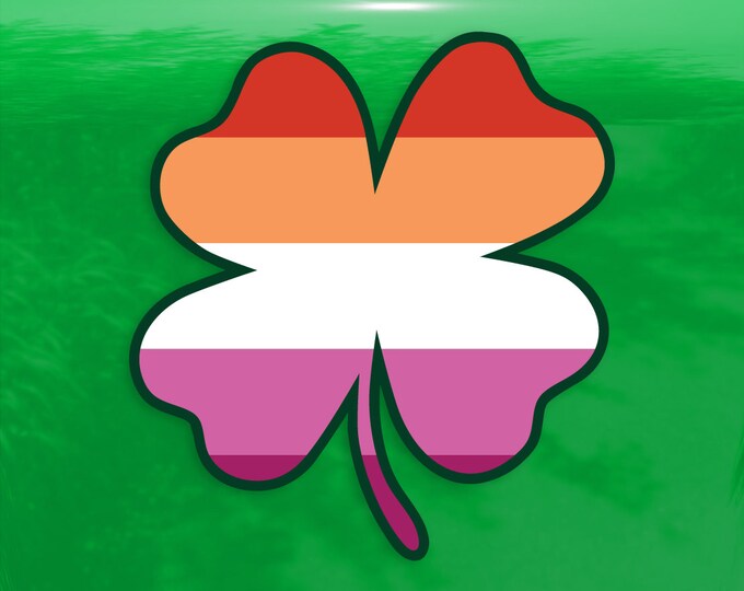 Four Leaf Clover New Lesbian Flag LGBTQ - Vibrant Color Vinyl Decal Sticker