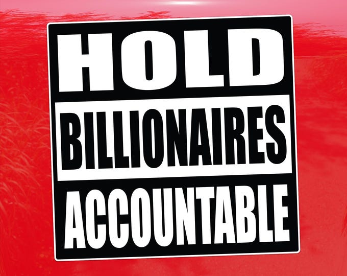Hold Billionaires Accountable – Anti-Oligarchy Activist Vinyl Sticker for Cars, Laptops, and Windows