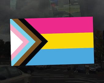 Pansexual Progress Pride Flag LGBTQ POC Transgender Flag - Vibrant Color Vinyl Decal Sticker