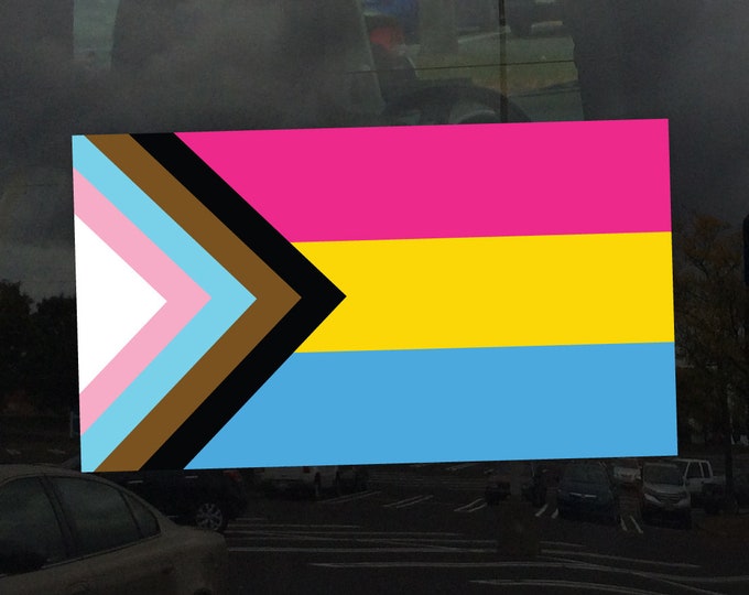 Pansexual Progress Pride Flag LGBTQ POC Transgender Flag - Vibrant Color Vinyl Decal Sticker