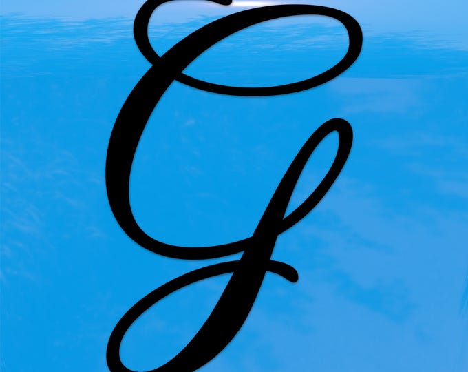 Script Letter G Initial Sticker – Elegant Cursive Monogram Vinyl Decal for Cars and Windows