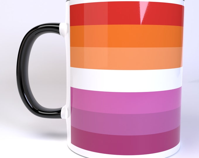Lesbian Pride Flag - 11 Ounce Ceramic Coffee Mug Teacup Black or White Handle