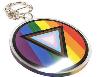 Safe Space Progress Pride Flag LGBTQ POC Transgender Flag - Acrylic Keychain with Clasp