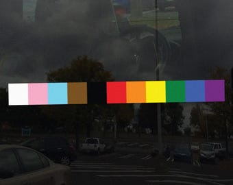 Progress Pride Flag Striped Design Window Cling – LGBTQIA+ Pride Bar, Various Sizes and Packs