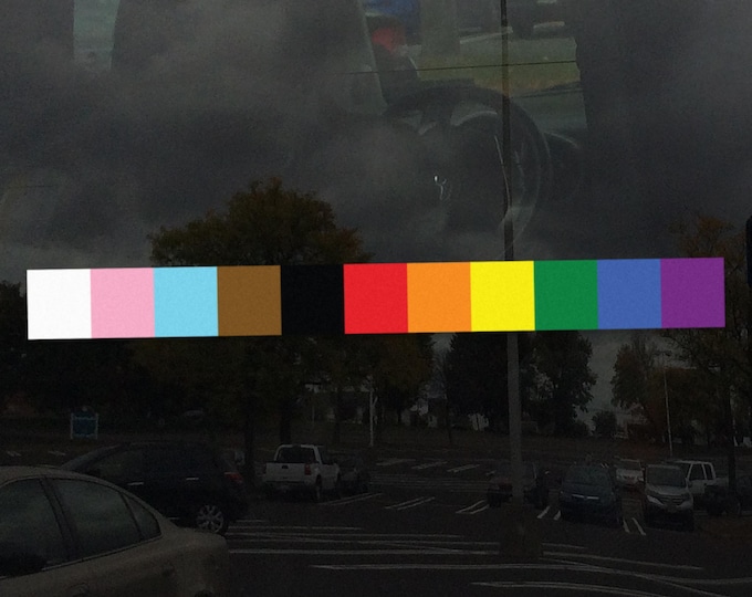 Progress Pride Flag Striped Design Window Cling – LGBTQIA+ Pride Bar, Various Sizes and Packs