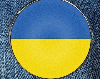Ukraine Flag Enamel Pin - Circular Printed Art Metal Enamel Pin Metal with a Protective Gloss Epoxy Finish