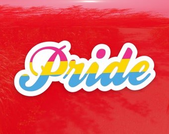 Pride Calligraphy Pansexual Pride Flag - Vibrant Color Vinyl Decal Sticker
