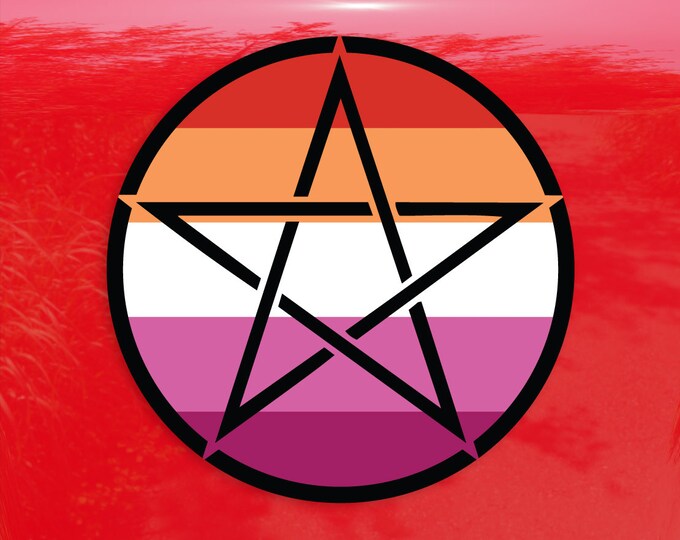 Upright Pentagram Lesbian Pride Flag LGBTQ Flag - Vibrant Color Vinyl Decal Sticker