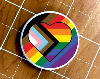 Skin for Airtag Heart Progress Pride Flag LGBTQ POC Transgender Flag  - Vibrant color vinyl decal