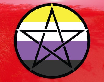 Upright Pentagram Non Binary Pride Flag LGBTQ Flag - Vibrant Color Vinyl Decal Sticker