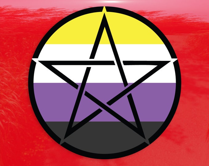 Upright Pentagram Non Binary Pride Flag LGBTQ Flag - Vibrant Color Vinyl Decal Sticker