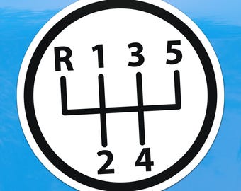Euro 5-Speed Shift Pattern Sticker – Light Color Manual Transmission Sport Style Stick Shift Vinyl Decal for Cars, Laptops, and Windows