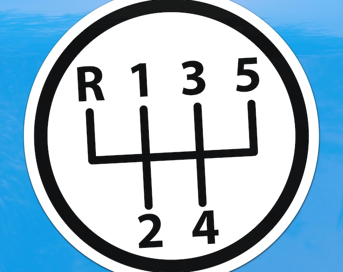 Euro 5-Speed Shift Pattern Sticker – Light Color Manual Transmission Sport Style Stick Shift Vinyl Decal for Cars, Laptops, and Windows