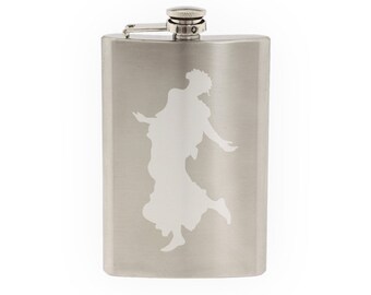 Greek Olympians - Artemis Goddess of Hunt Childbirth- Etched 8 Oz Stainless Steel Flask