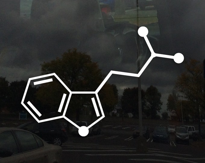 DMT Dimethyltryptamine Chemical Compound Skeletal Formula - Vinyl Decal Sticker Custom Colors and Sizes Available