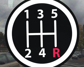 5-Speed Shift Pattern Window Cling – Dark Color Manual Transmission Stick Shift Static Cling for Windows, Glass Doors, and Mirrors