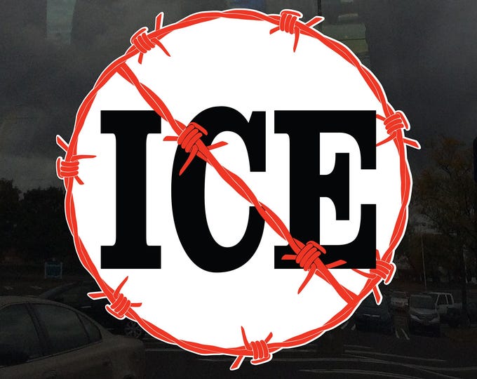 Anti ICE Barbed Wire Protest Decal – Vibrant Color Static Cling Window Cling for Indoor and Outdoor Use