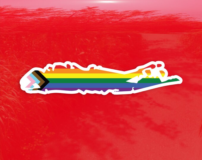 Long Island Shape Progress Pride Flag LGBTQ POC Transgender Flag - Vibrant Color Vinyl Decal Sticker