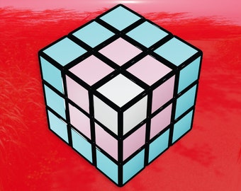 Transgender Flag Puzzle Cube Art - Vibrant Color Vinyl Decal Sticker