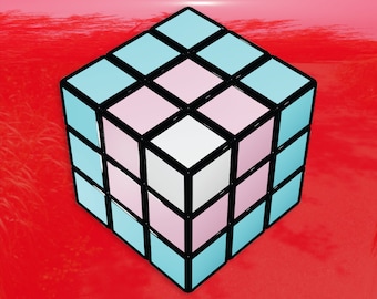 Transgender Flag Puzzle Cube Art - Vibrant Color Vinyl Decal Sticker