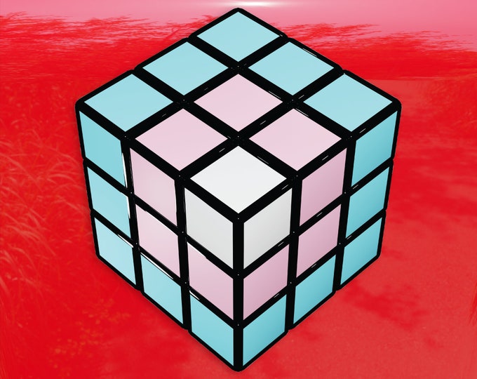 Transgender Flag Puzzle Cube Art - Vibrant Color Vinyl Decal Sticker