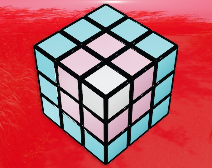 Transgender Flag Puzzle Cube Art - Vibrant Color Vinyl Decal Sticker