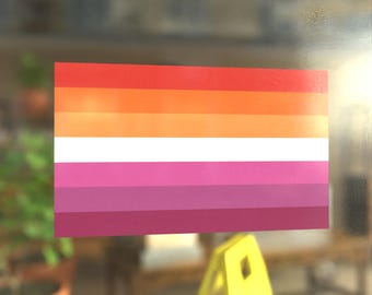 Lesbian Flag Pride Flag 7 Bars Color  - Vibrant Color Static Cling Window Cling - Use Indoor and Outdoor!
