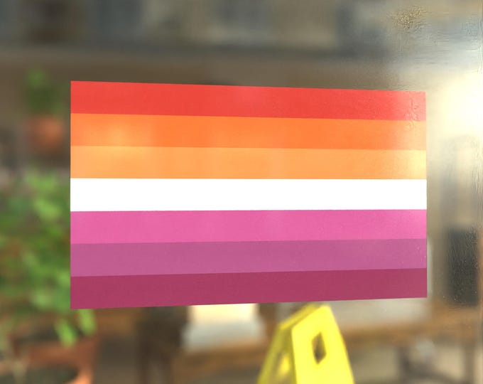 Lesbian Flag Pride Flag 7 Bars Color  - Vibrant Color Static Cling Window Cling - Use Indoor and Outdoor!
