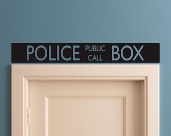 Police Public Call Box Telephone Bedroom Closet Door - Black Wall Vinyl Decorative Decal