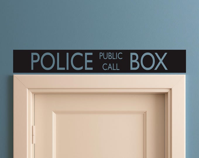 Police Public Call Box Telephone Bedroom Closet Door - Black Wall Vinyl Decorative Decal