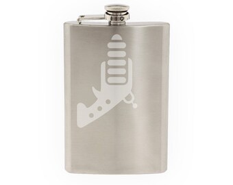 Space Icon- Ray Gun Laser Scifi Toon Extraterrestrial- Etched 8 Oz Stainless Steel Flask