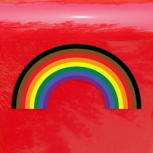 Rainbow Shape Inclusive Pride Flag LGBTQ Transgender Flag - Pegatina de vinilo de color vibrante
