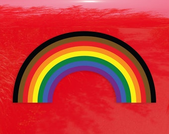 Rainbow Shape Inclusive Pride Flag LGBTQ Transgender Flag - Vibrant Color Vinyl Decal Sticker