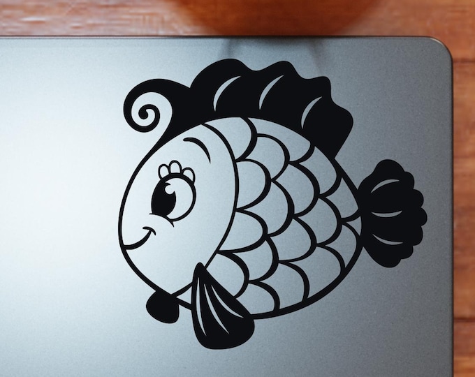 Cute Fish #2 - Ocean fish tank beach shore tropical - Macbook Decal Custom Colors and Sizes Available